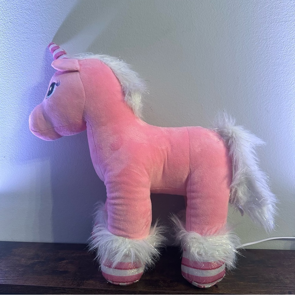 Build A Bear BABW Plush Candy Cane Unicorn Stuffed Animal Pink White Sparkles - Picture 2 of 6